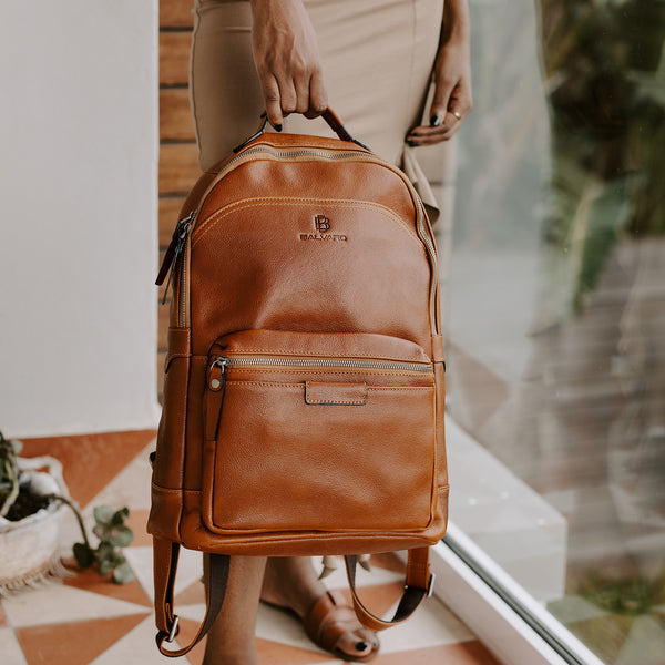 Balvaro Leather Laptop Backpack