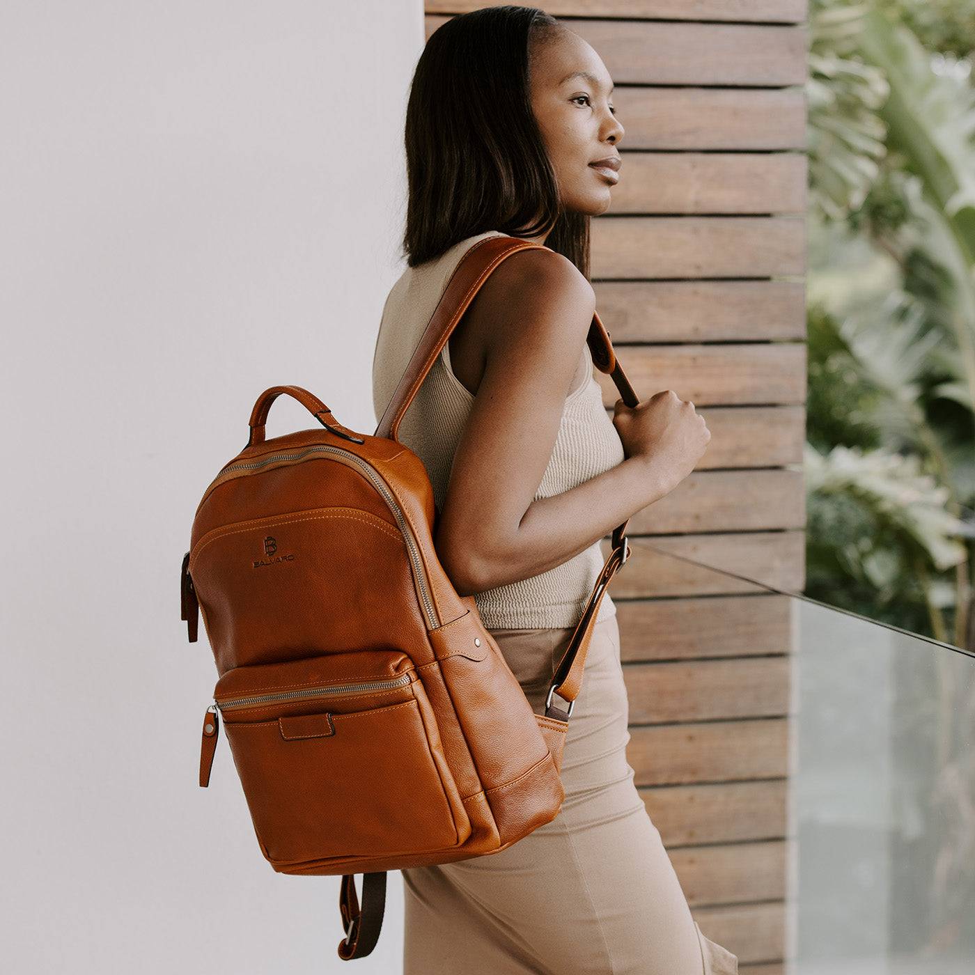 Balvaro Leather Laptop Backpack