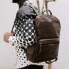 Balvaro Leather Laptop Backpack - Dark Brown