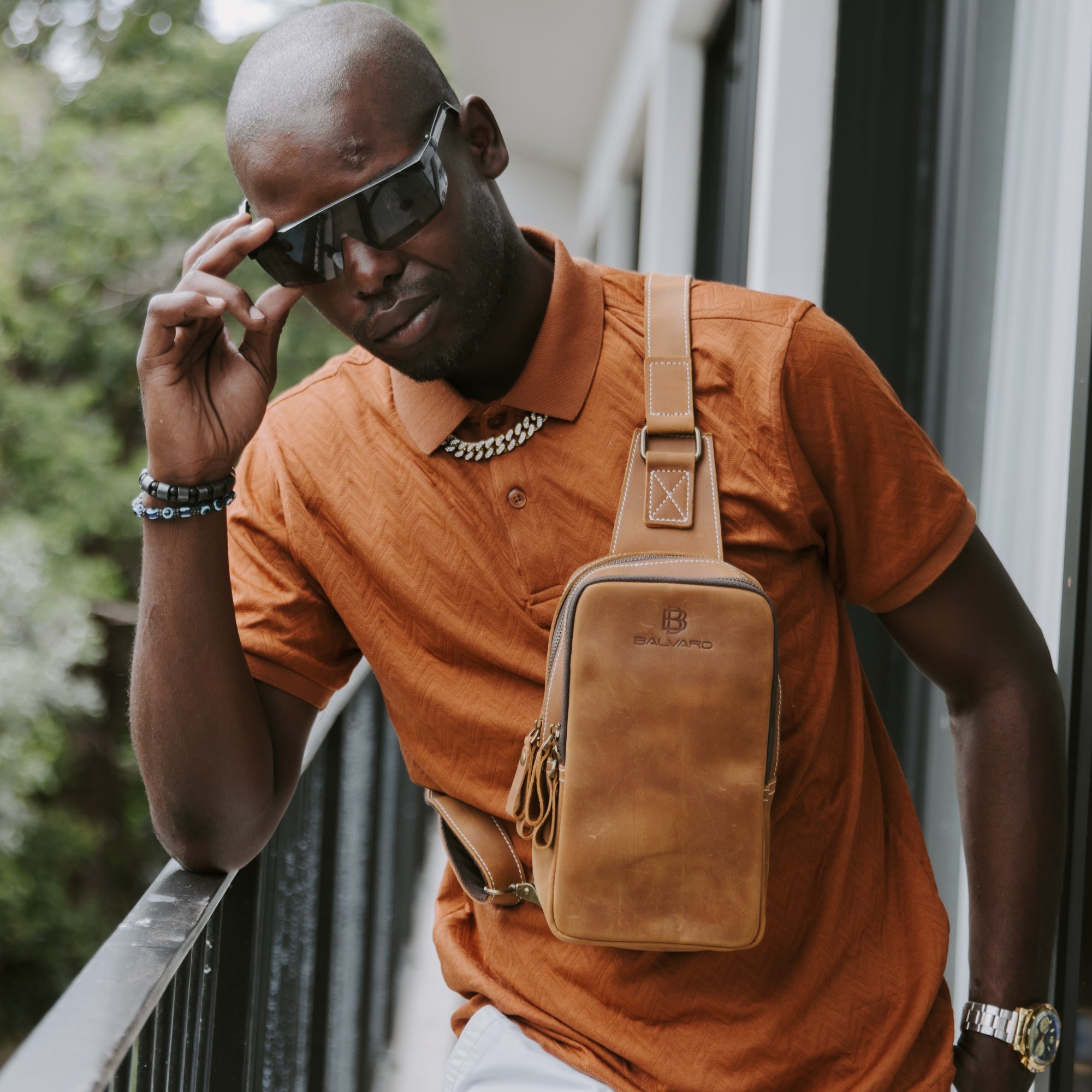 Vintage Leather Crossbody Sling Bag