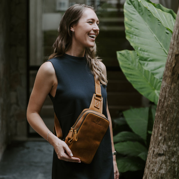 Vintage Leather Crossbody Sling Bag