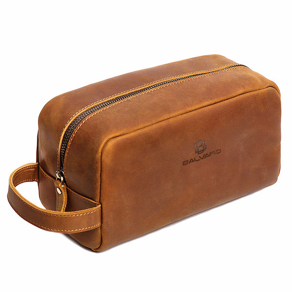 Balvaro Vintage Leather Toiletry Bag