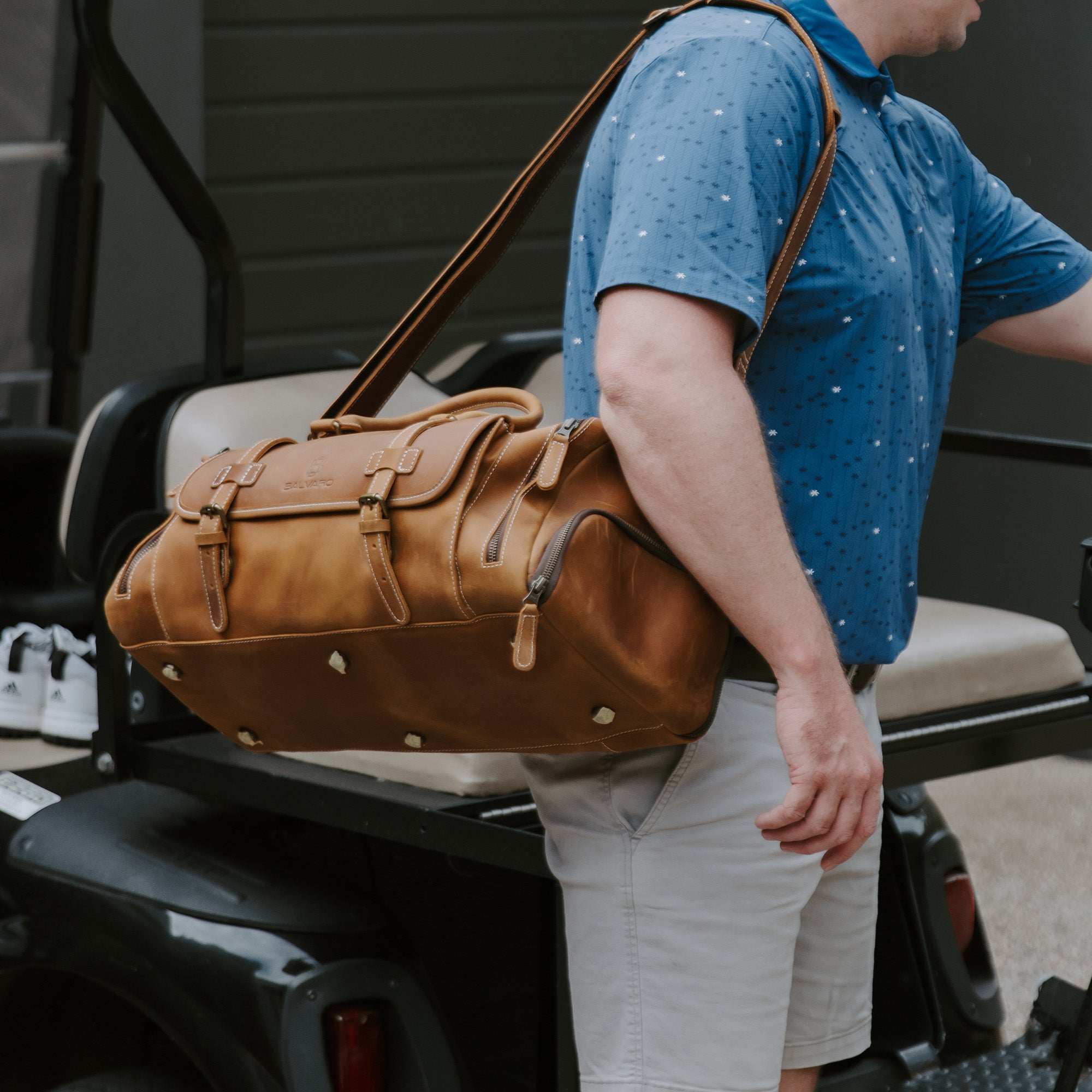 Balvaro Vintage Leather Weekender Travel Bag