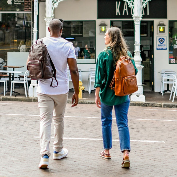 Balvaro Leather Laptop Backpack - Dark Brown
